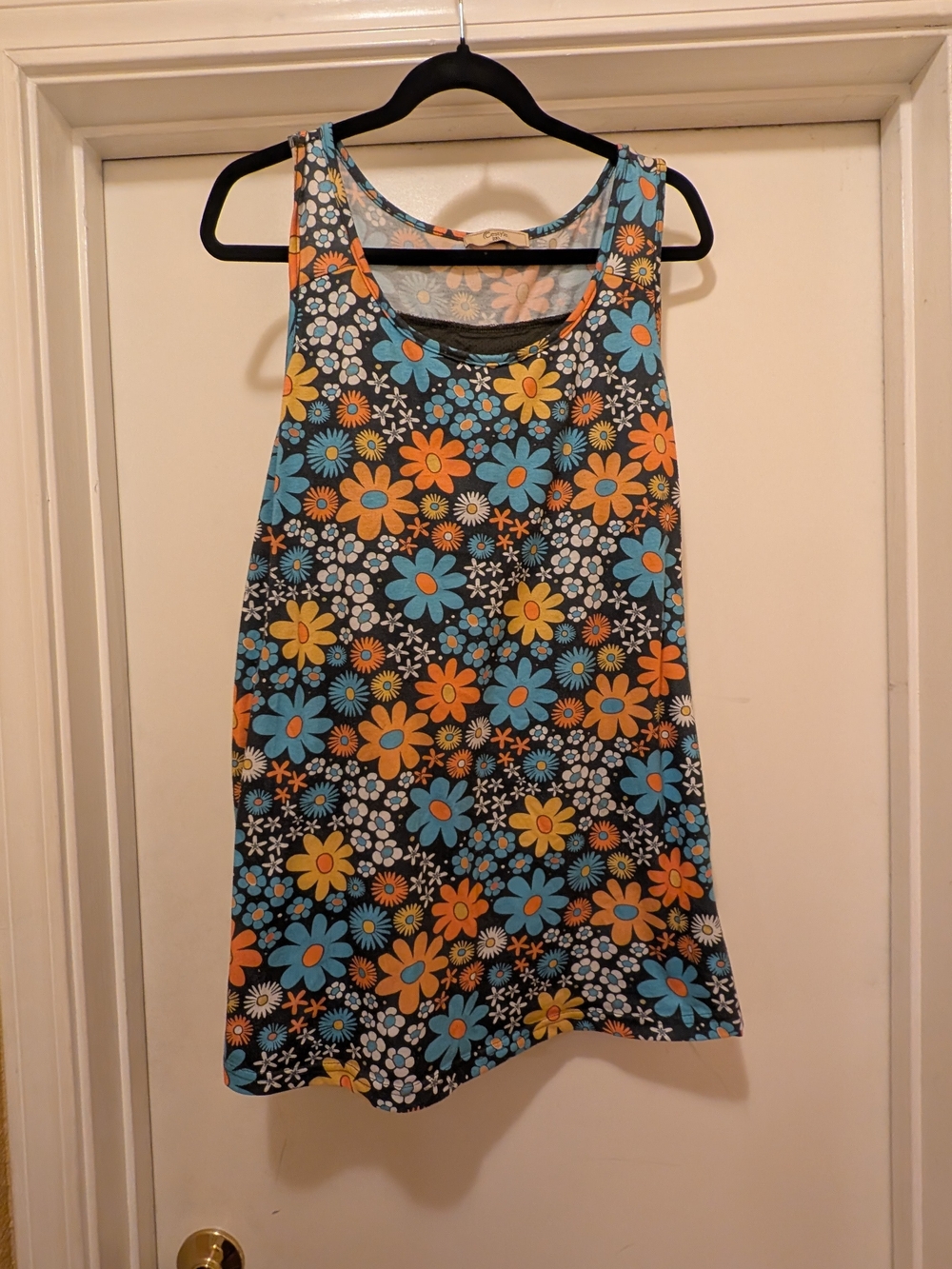 Cestyle 2XL Retro Floral Workout Tank Top Built-In Shelf Bra